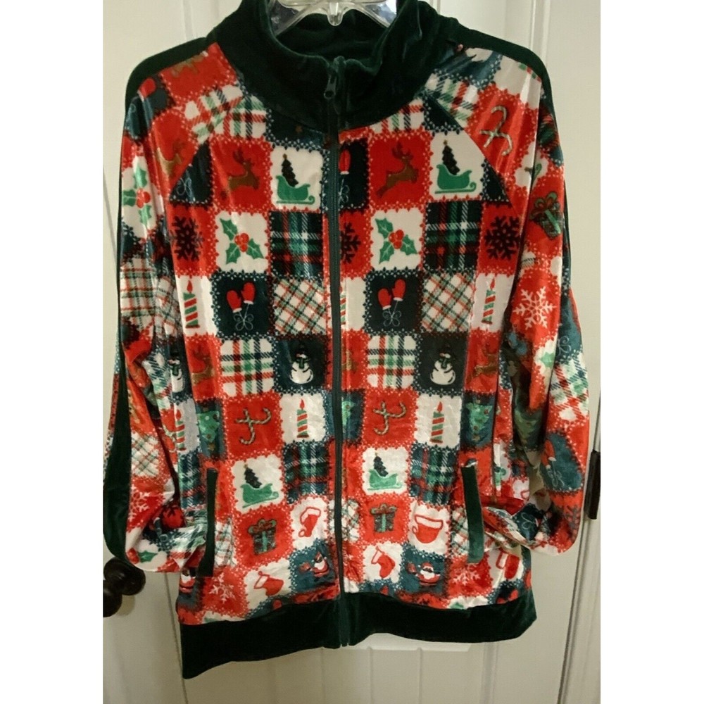 Ugly Christmas Sweater Womens Large Holiday Time Gold Lame on Back